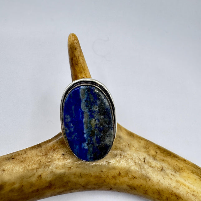 Vintage Boho Blue lapis lazuli Ring Band chunky cocktail ring