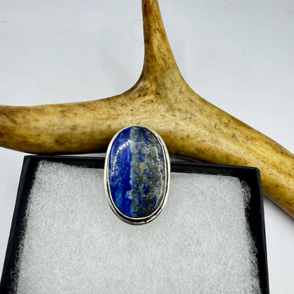 Vintage Boho Blue lapis lazuli Ring Band chunky cocktail ring