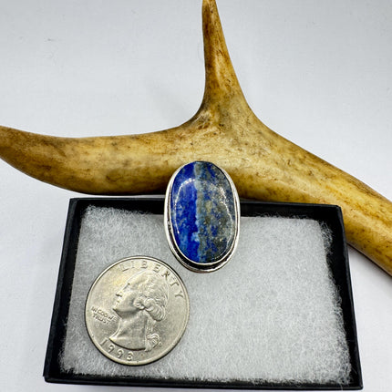 Vintage Boho Blue lapis lazuli Ring Band chunky cocktail ring