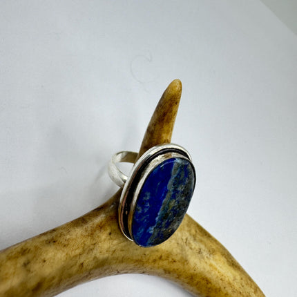 Vintage Boho Blue lapis lazuli Ring Band chunky cocktail ring