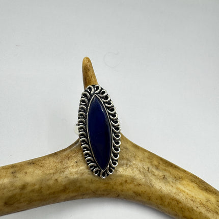 Vintage Boho Blue lapis lazuli Ring Band chunky cocktail ring