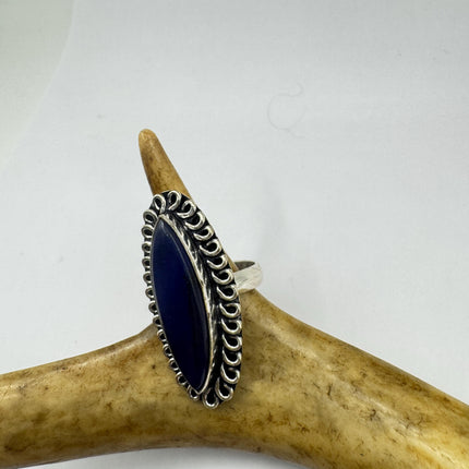 Vintage Boho Blue lapis lazuli Ring Band chunky cocktail ring