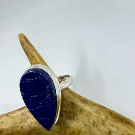 Vintage Boho Blue lapis lazuli Ring Band chunky cocktail ring