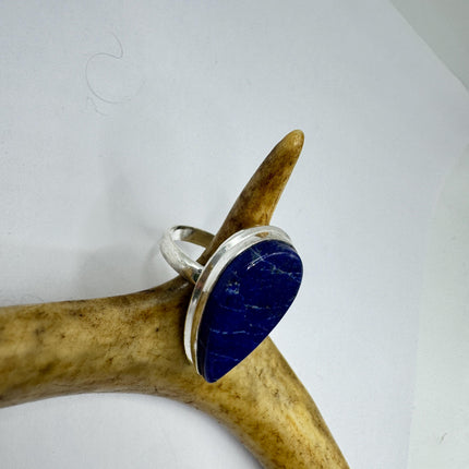 Vintage Boho Blue lapis lazuli Ring Band chunky cocktail ring