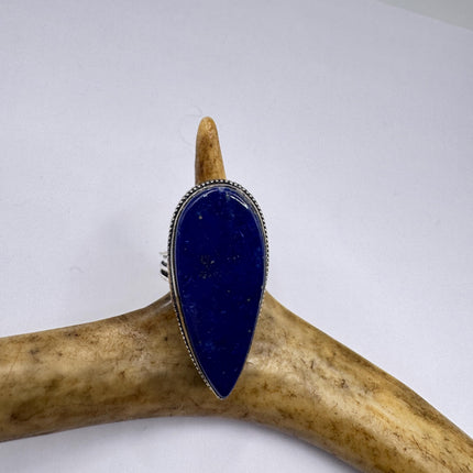 Vintage Boho Blue lapis lazuli Ring Band chunky cocktail ring