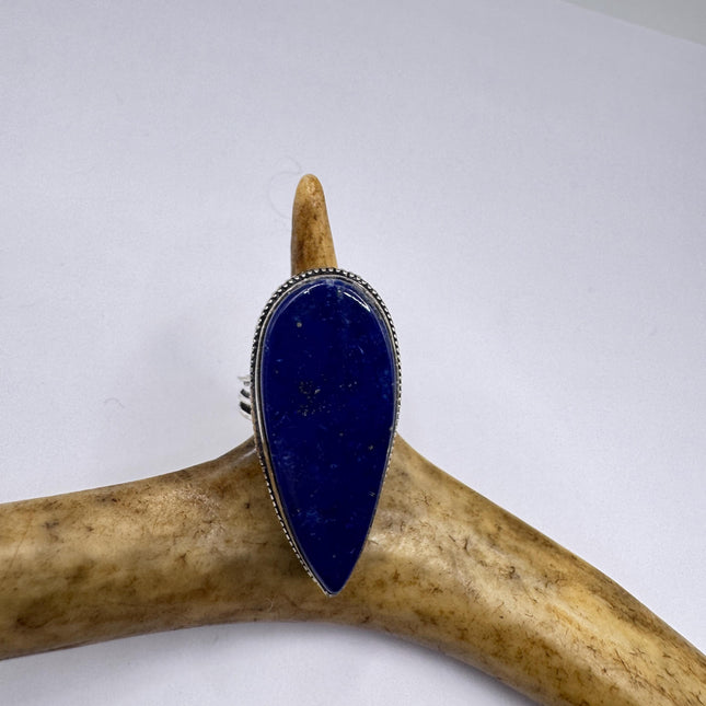 Vintage Boho Blue lapis lazuli Ring Band chunky cocktail ring