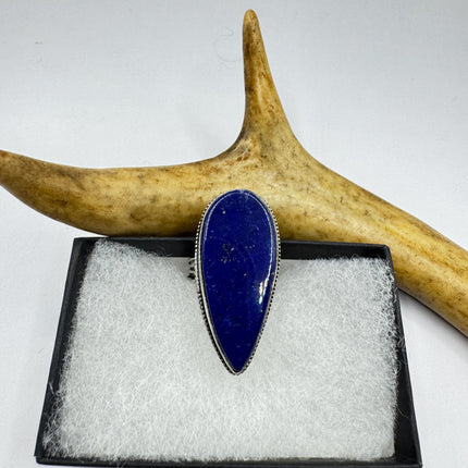 Vintage Boho Blue lapis lazuli Ring Band chunky cocktail ring