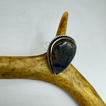 Vintage Chunky Rainbow Labradorite Cocktail Ring - Statement Band