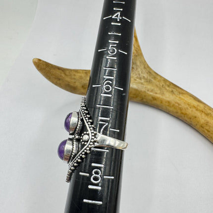 Vintage Purple Amethyst Cocktail Ring Silver Statement Ring