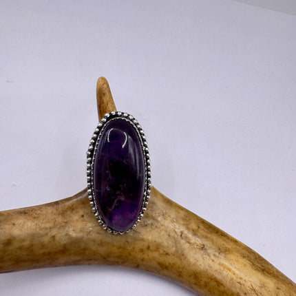 Vintage Purple Amethyst Cocktail Ring Silver Statement Ring