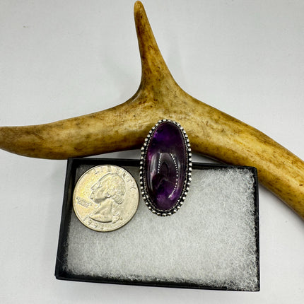 Vintage Purple Amethyst Cocktail Ring Silver Statement Ring