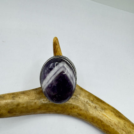 Vintage Purple Amethyst Cocktail Ring Silver Statement Ring
