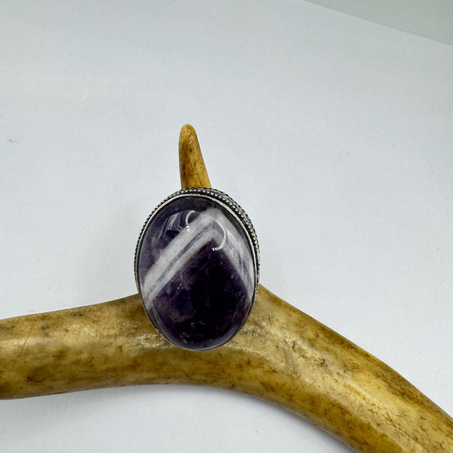 Vintage Purple Amethyst Cocktail Ring Silver Statement Ring