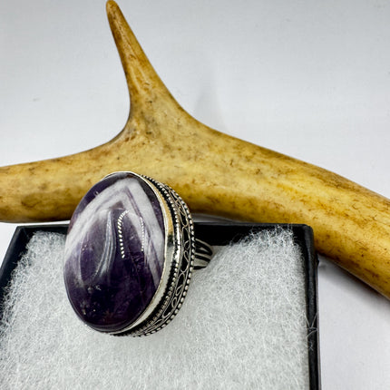 Vintage Purple Amethyst Cocktail Ring Silver Statement Ring