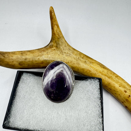 Vintage Purple Amethyst Cocktail Ring Silver Statement Ring