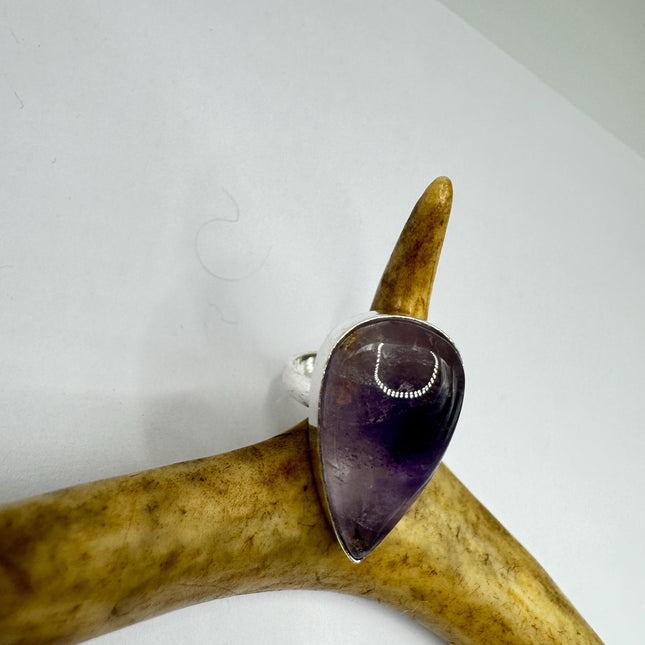 Vintage Purple Amethyst Cocktail Ring Silver Statement Ring
