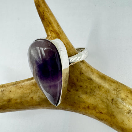Vintage Purple Amethyst Cocktail Ring Silver Statement Ring