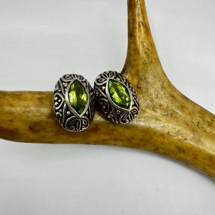 Vintage Peridot Sterling Silver Stud Earrings