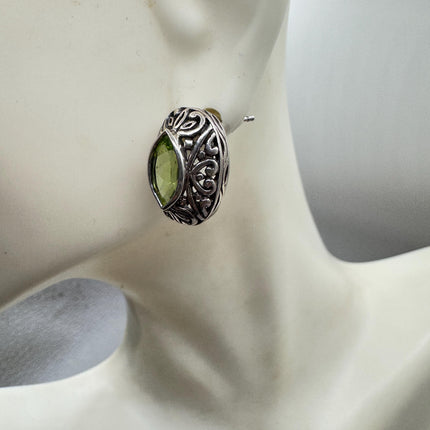 Vintage Peridot Sterling Silver Stud Earrings