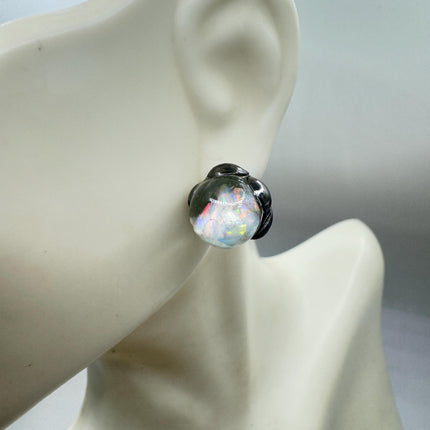 Vintage Floating Opal Stud Earrings