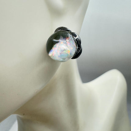 Vintage Floating Opal Stud Earrings