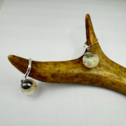 Vintage White Fire Floating Opal Earrings 925 Sterling Silver Lever backs