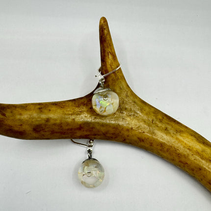 Vintage White Fire Floating Opal Earrings 925 Sterling Silver Lever backs