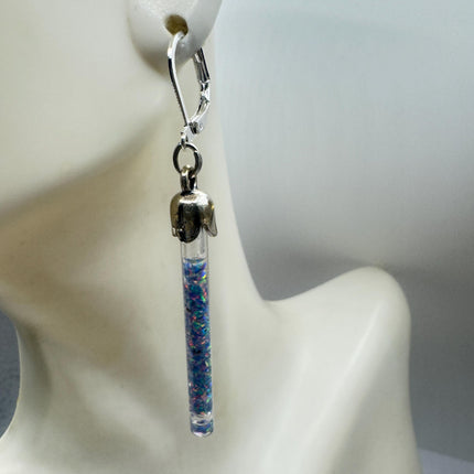 Vintage Black Fire Floating Opal Earrings 925 Sterling Silver Lever backs
