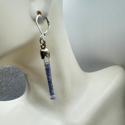 Vintage Black Fire Floating Opal Earrings 925 Sterling Silver Lever backs
