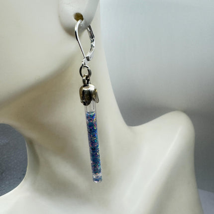 Vintage Black Fire Floating Opal Earrings 925 Sterling Silver Lever backs