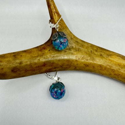Vintage Black Fire Floating Opal Earrings 925 Sterling Silver Lever backs