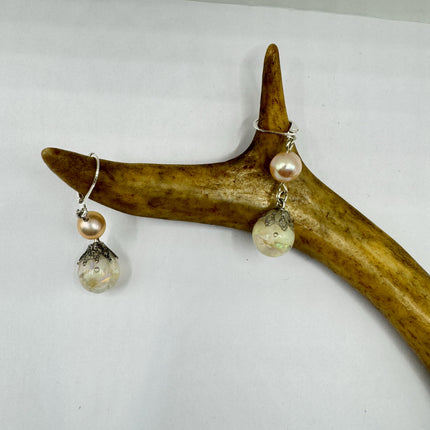 Vintage White Fire Floating Opal Earrings 925 Sterling Silver Lever backs