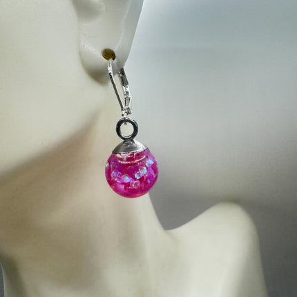 Vintage Pink Fire Floating Opal Earrings 925 Sterling Lever backs