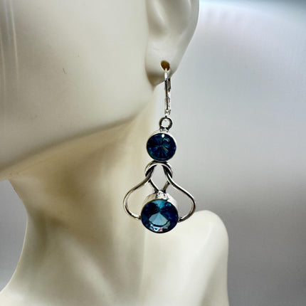 Vintage Aqua Blue Glass Silver Earrings | 925 Sterling Silver Lever Backs