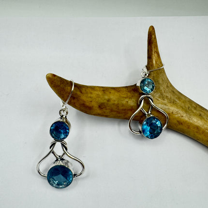 Vintage Aqua Blue Glass Silver Earrings | 925 Sterling Silver Lever Backs