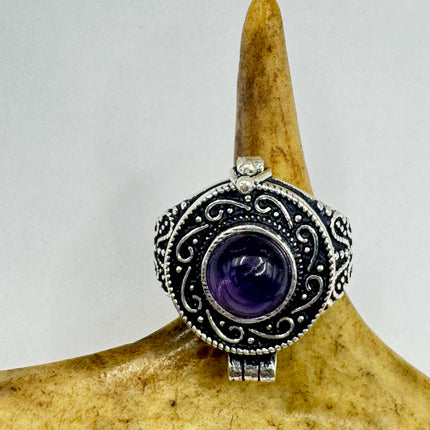 Amethyst Poison Ring, Statement, Boho, Bohemian Jewelry