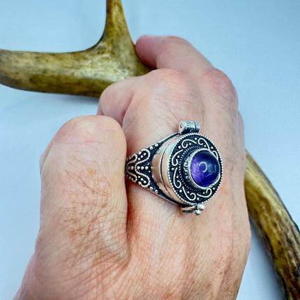 Amethyst Poison Ring, Statement, Boho, Bohemian Jewelry