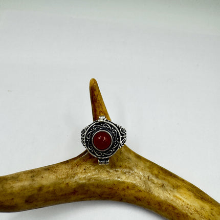 Carnelian Ring, Oval Gemstone, Statement, Filigree