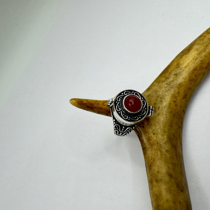 Carnelian Ring, Oval Gemstone, Statement, Filigree