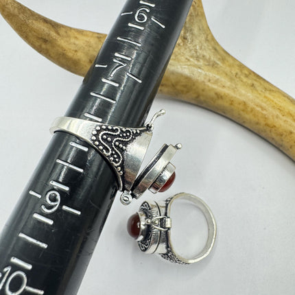 Carnelian Ring, Oval Gemstone, Statement, Filigree