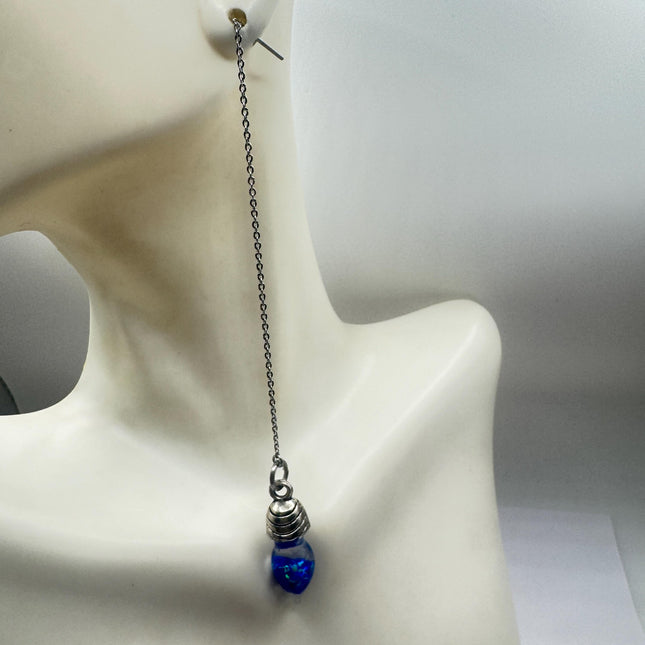 Vintage Black Fire Floating Opal Earrings 925 Sterling Silver Threader backs