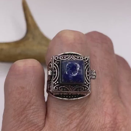 Vintage Silver Bronze Poison Ring