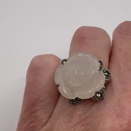 Vintage Pink Rose 925 Sterling Silver Boho Ring