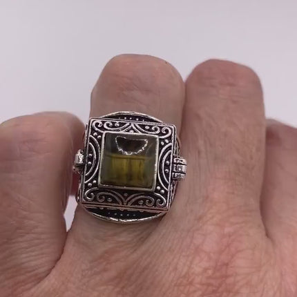 Vintage Silver Bronze Poison Ring