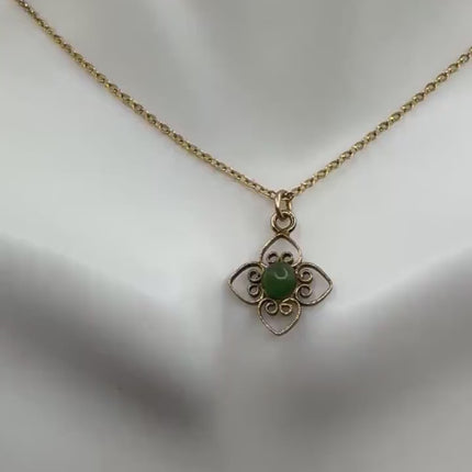 Vintage Tiny Jade Gold Filled Necklace - Lucky Every day Green Jade