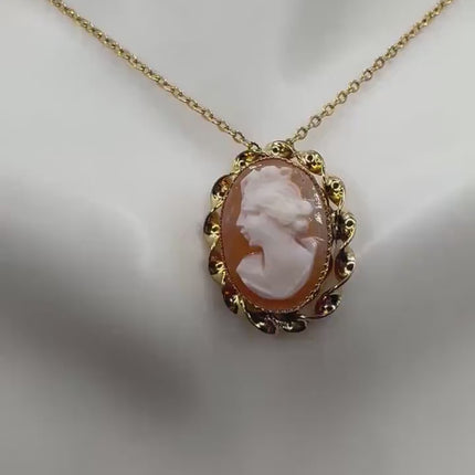 Vintage Cameo Gold Pendant Necklace with Minimal Design and Delicate Gold Chain 12k GF  Love Jewelry