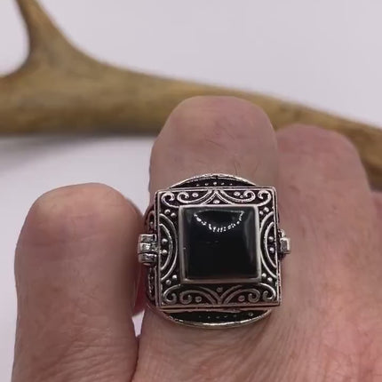 Vintage Silver Bronze Poison Ring