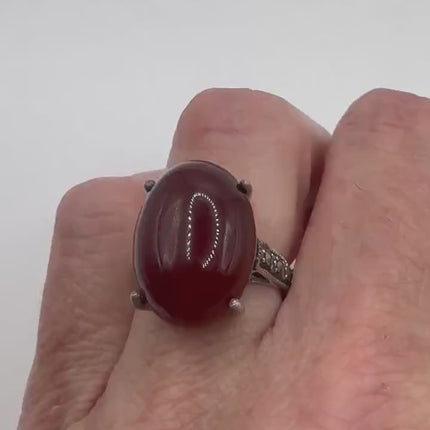 Vintage Red Carnelian 925 Sterling Silver Boho Ring