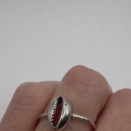Vintage Silver African Cowry Shell Ring