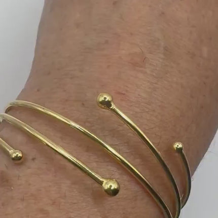 Vintage Modern Gold Bracelet  9k Gold Filled | Unique Gift Statement Bangle Bracelet